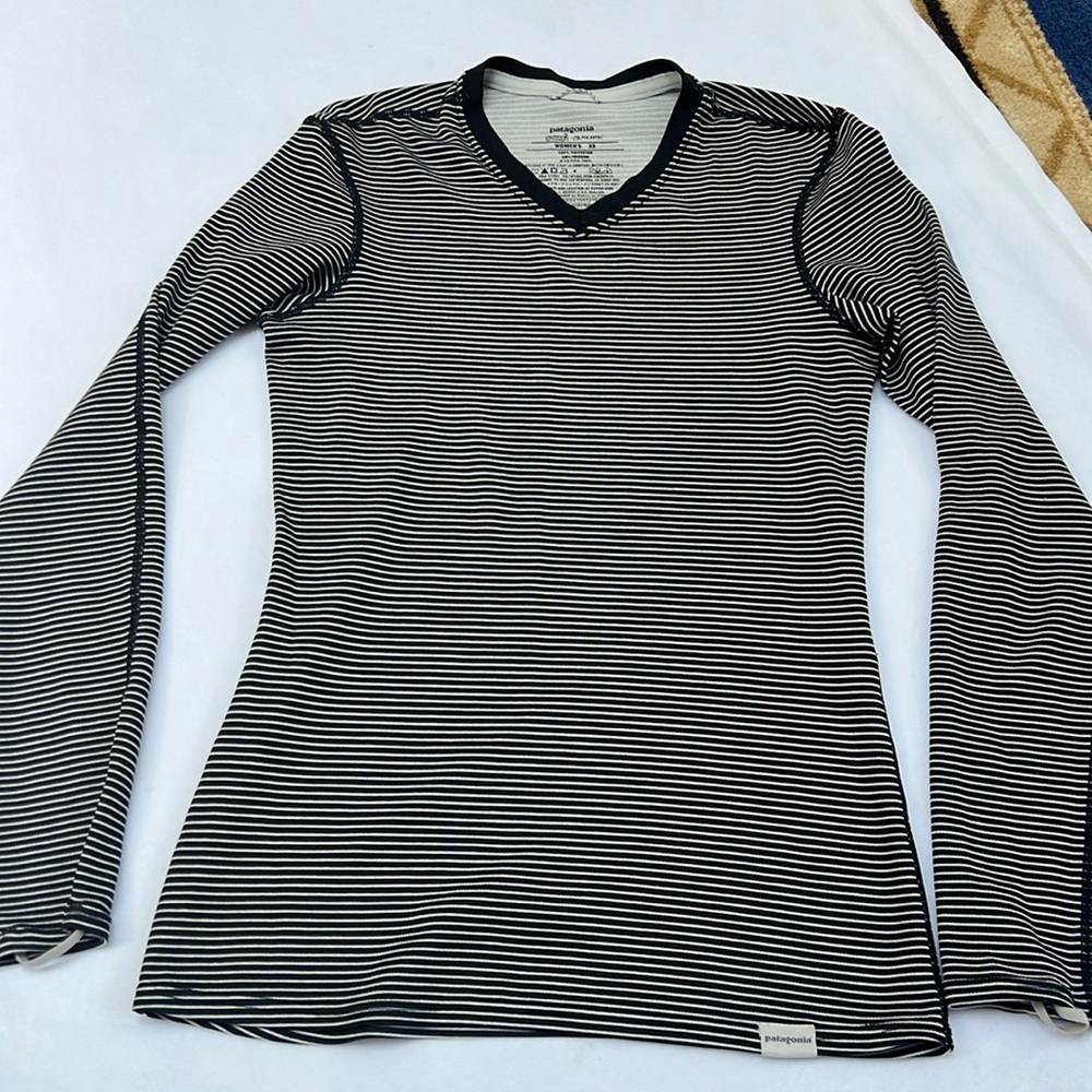 Patagonia Capilene 2 Midnight Retro Striped Contrast Long Sleeves
